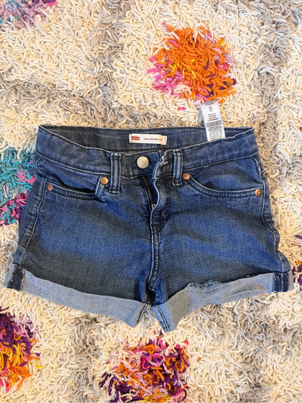 Levi's Kids Dark Blue Denim Cuffed Shorts